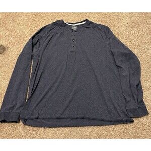 LL Bean Dark Blue Henley Long Sleeve Slightly Fitted XL